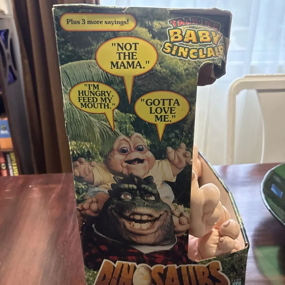 VINTAGE 1991 HASBRO TALKING BABY SINCLAIR DINOSAUR PLUSH IN ORIGINAL BOX - TALKS
